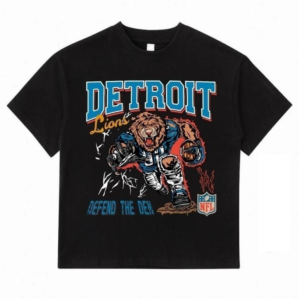 Detroit Lions Inspired Retro Nfl Football Graphic T-Shirt